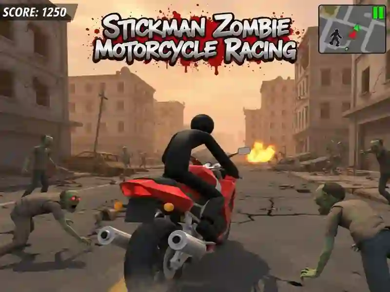 Joc Curse de motociclete Stickman Zombie on-line