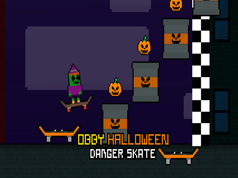 Joc OBBY Halloween Danger Skate on-line