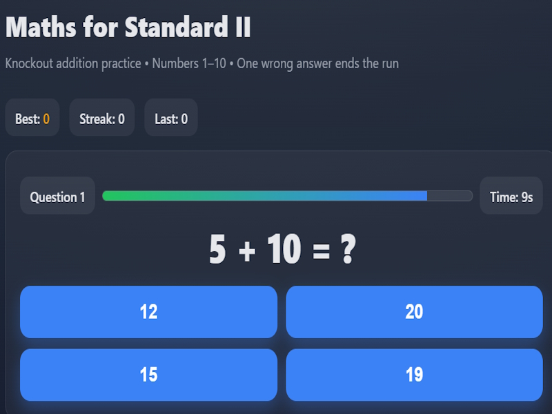 Joc Matematică pentru Standard II on-line